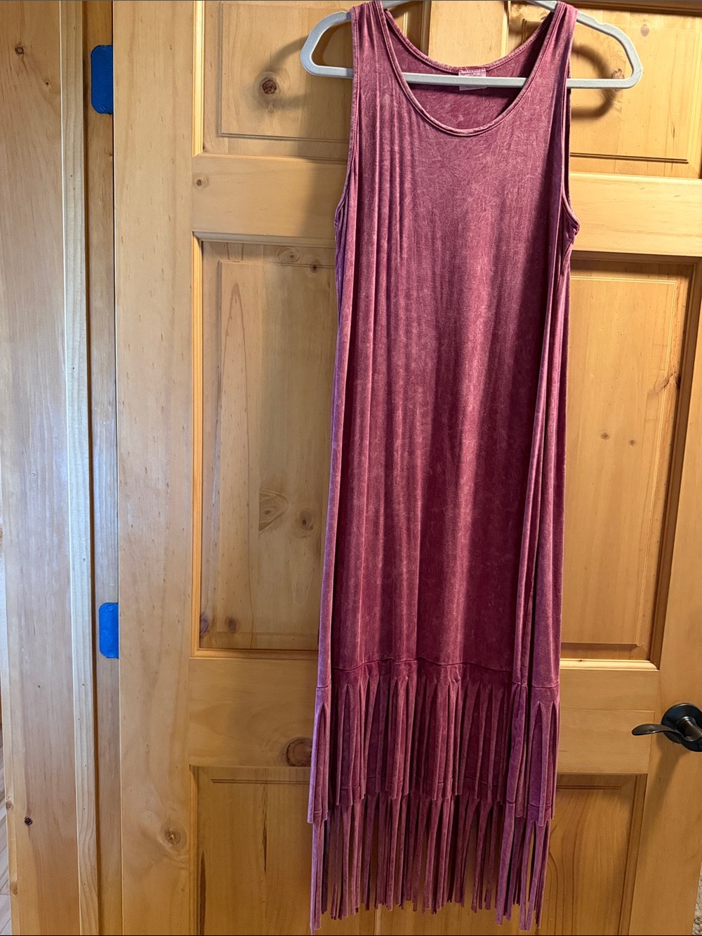 Sleeveless Fringe Maxi Dress in Mauve